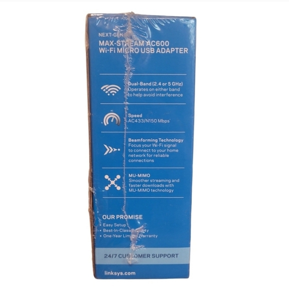 NIB Linksys Max Stream AC600 WiFi Micro USB Adapter - Picture 2 of 6